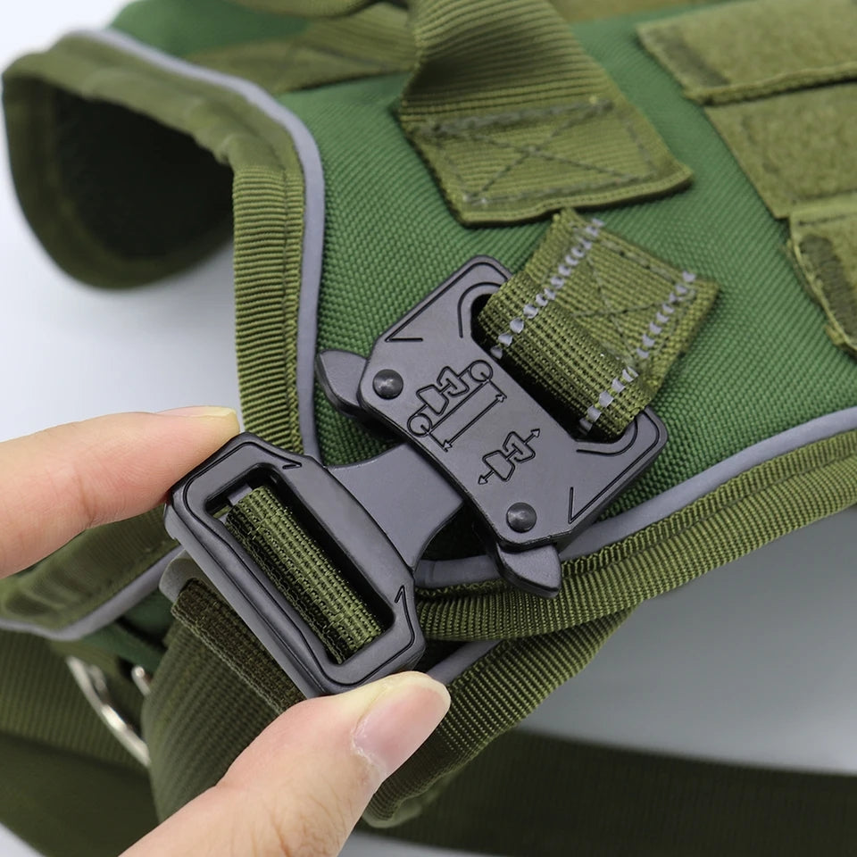 Tactical Military Style Dog Harness - Medium Black