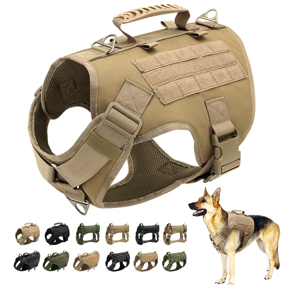 Tactical Military Style Dog Harness - Medium Black
