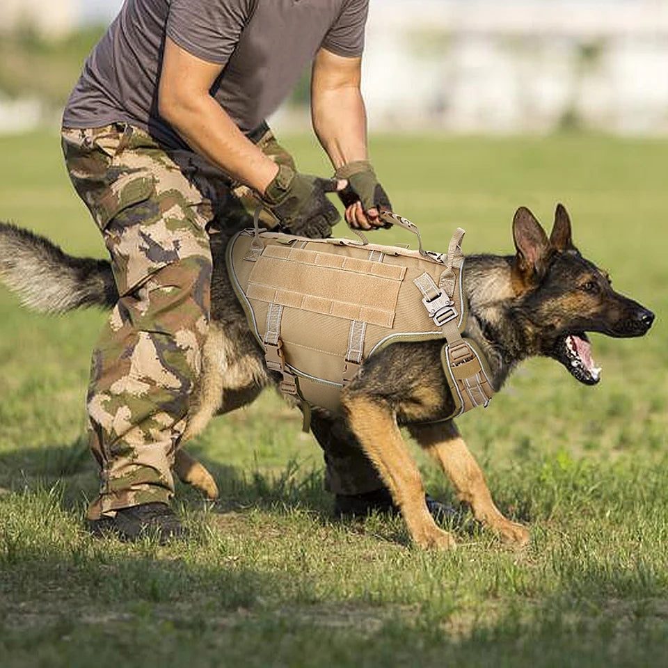 Tactical Military Style Dog Harness - Medium Black