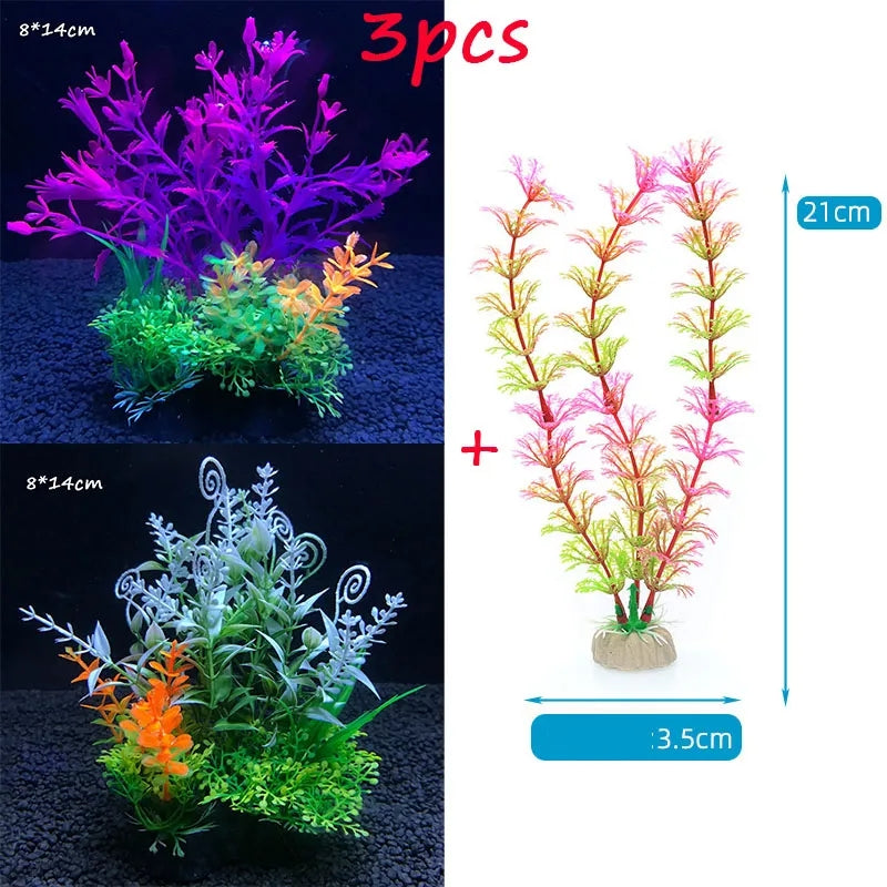 3 Pcs Artificial Aquarium Plants