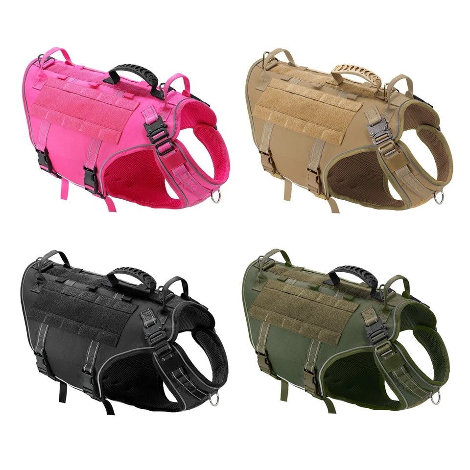 Tactical Military Style Dog Harness - Medium Black