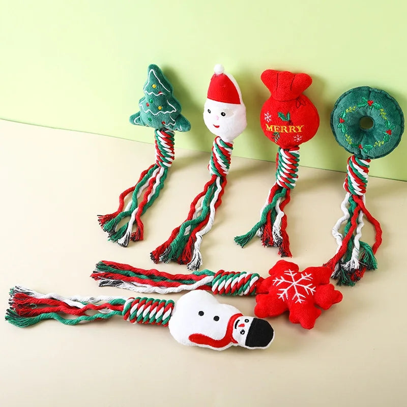 Christmas Cotton Rope Plush Cat Toy
