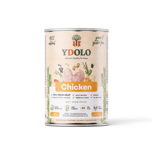 YDOLO Chicken Complete Wet Food for Dogs – Healthy and Pure (6 x 400g)