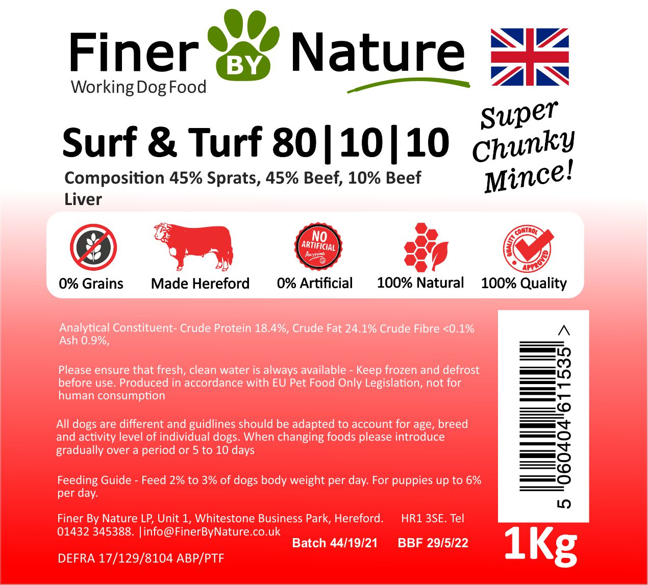 Finer by Nature SURF & TURF 80/10/10 RAW