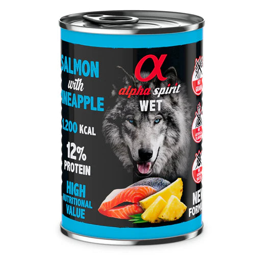Alpha Spirit Salmon with Pineapple Complete Wet Canned Dog Food (6 x 400g)